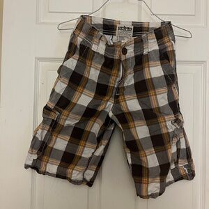 Urban Pipeline Kids Plaid Shorts - Brown and White
